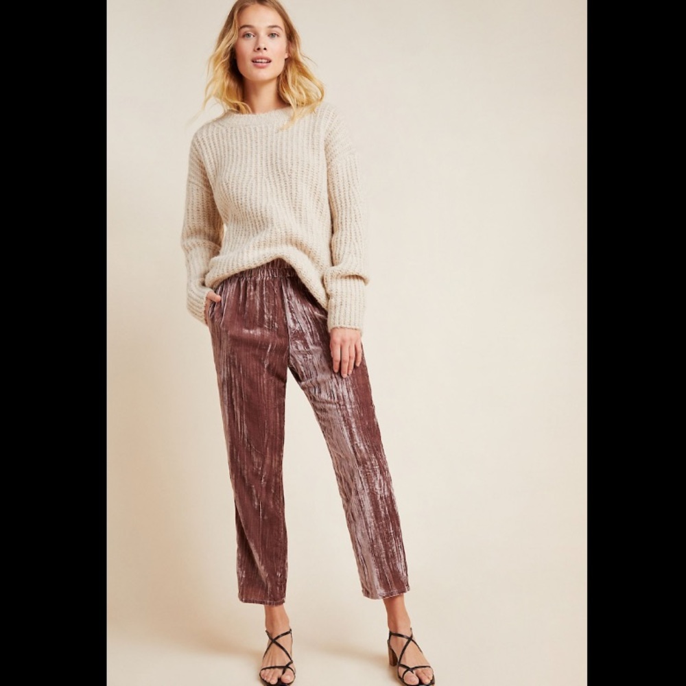 NWT Anthropologie mauve velvet trousers